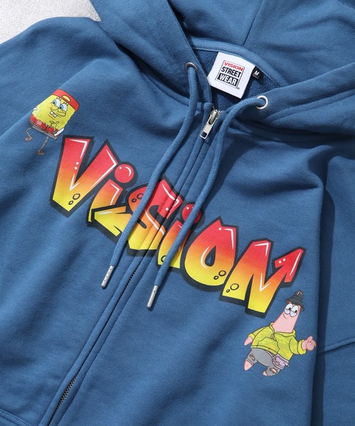 VISION STREET WEAR(ヴィジョンストリートウェア)の「【VISION STREET WEAR/ヴィジョンストリートウェア】×【SpongeBob/スポンジボブ】ロゴ ジップ フーディー パーカー(パーカー・メンズ・ライトグレー/ブルー/ブラック・LL/L/M)」の8枚目の写真