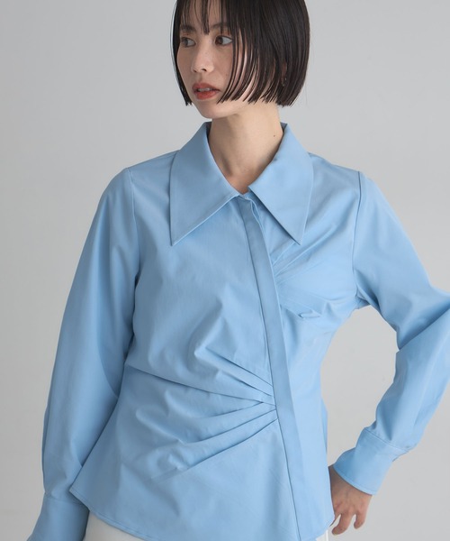 ARVELLIA(アルベリア)の「FOLD FLOW SHIRT(シャツ/ブラウス・レディース・ホワイト/サックスブルー・M)」の10枚目の写真