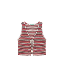 Lace jacquard vest - burgundy