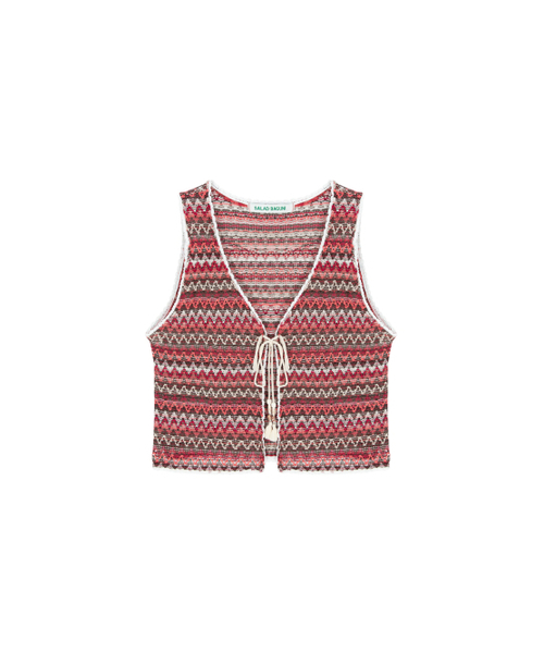 SALAD BAGUNI(サラダバグニ)の「Lace jacquard vest - burgundy(ベスト・レディース・その他・FREE)」の1枚目の写真
