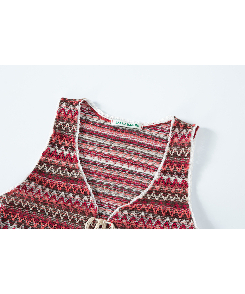 SALAD BAGUNI(サラダバグニ)の「Lace jacquard vest - burgundy(ベスト・レディース・その他・FREE)」の4枚目の写真