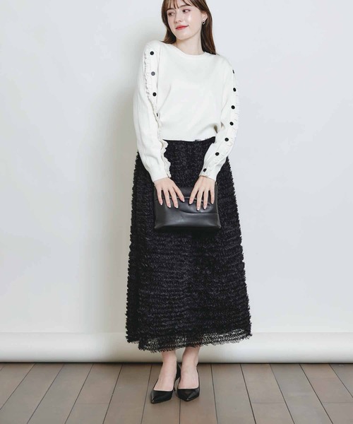 PICCIN PERLA（ピッチンペルラ）の「チュールボリュームスカート（スカート・レディース・ブラック/オフホワイト・M）」の10枚目の写真