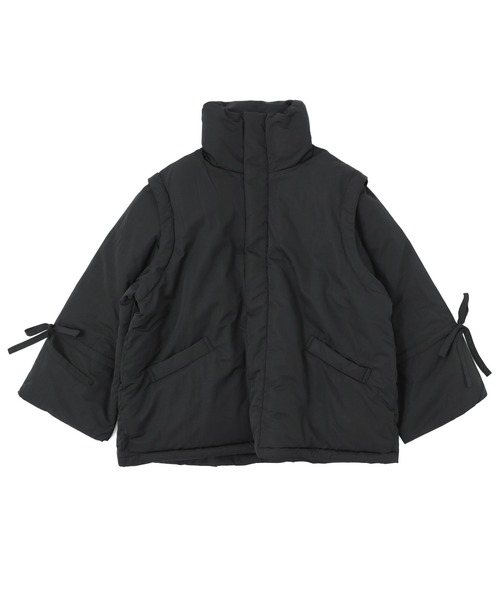 Fashion Letter(ファッションレター)の「T/Nタフタ 2way袖リボン ショートパフジャケット(ダウンジャケット/コート・レディース・アイボリー/モカ/ブラック・M)」の6枚目の写真
