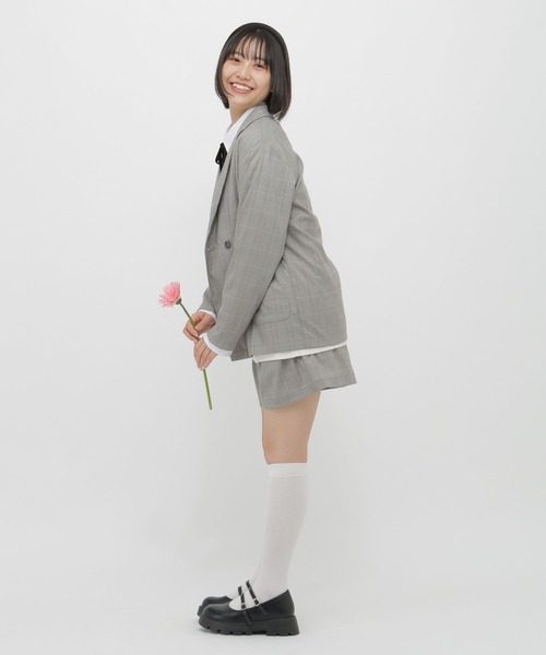 GLOBAL WORK(グローバルワーク)の「おめかし2SETジャケット*ショートパンツ/AND YUA ANY/647262(セットアップ・キッズ・グレー/チャコールグレー・150cm/160cm)」の3枚目の写真