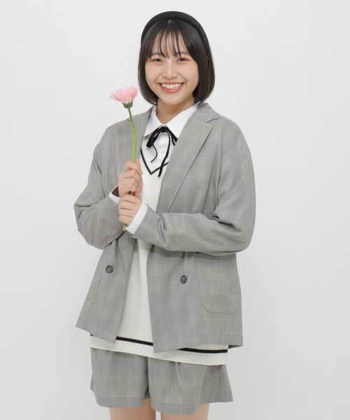 GLOBAL WORK(グローバルワーク)の「おめかし2SETジャケット*ショートパンツ/AND YUA ANY/647262(セットアップ・キッズ・グレー/チャコールグレー・150cm/160cm)」の4枚目の写真