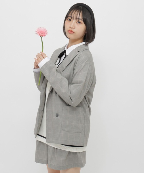 GLOBAL WORK(グローバルワーク)の「おめかし2SETジャケット*ショートパンツ/AND YUA ANY/647262(セットアップ・キッズ・グレー/チャコールグレー・150cm/160cm)」の6枚目の写真