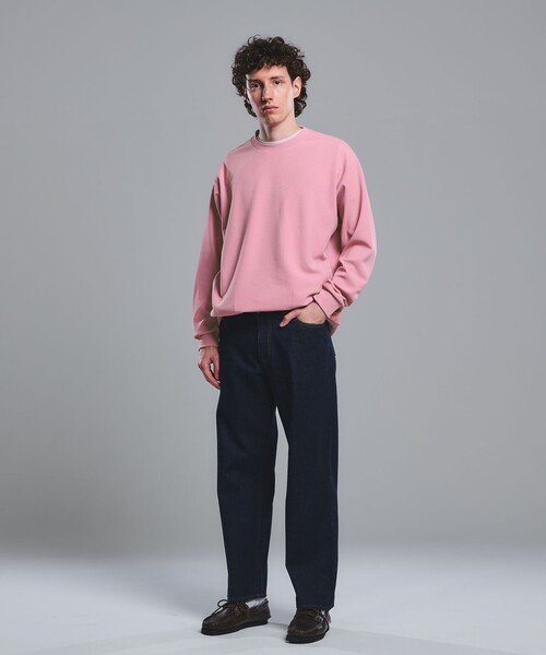 green label relaxing（グリーンレーベルリラクシング）の「アムンゼン ツイル クルーネック ロングスリーブ カットソー -UVカット・吸水速乾・抗菌-（Tシャツ/カットソー・メンズ・ピンク/ライトグレー/ネイビー・XL/S/L/M）」の5枚目の写真