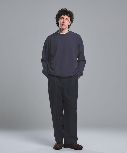 green label relaxing（グリーンレーベルリラクシング）の「アムンゼン ツイル クルーネック ロングスリーブ カットソー -UVカット・吸水速乾・抗菌-（Tシャツ/カットソー・メンズ・ピンク/ライトグレー/ネイビー・XL/S/L/M）」の7枚目の写真