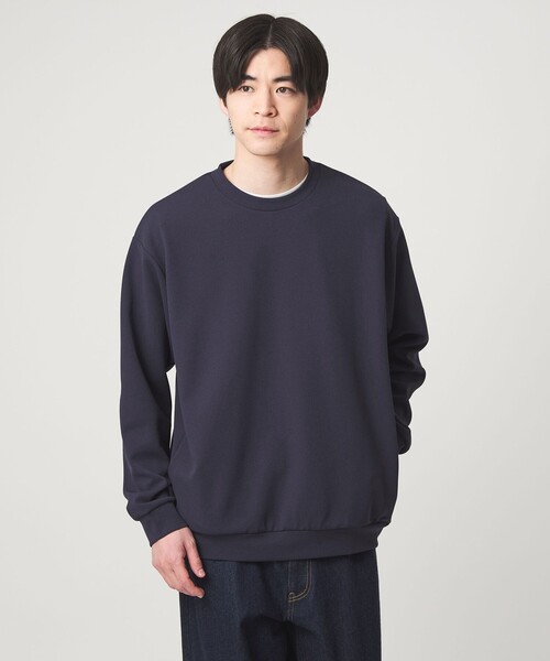 green label relaxing（グリーンレーベルリラクシング）の「アムンゼン ツイル クルーネック ロングスリーブ カットソー -UVカット・吸水速乾・抗菌-（Tシャツ/カットソー・メンズ・ピンク/ライトグレー/ネイビー・XL/S/L/M）」の8枚目の写真