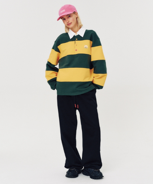 MOODBETTER（ムード ベター）の「48 COLLEGE STRIPE RUGBY SHIRT YELLOW（スウェット・レディース・その他・FREE）」の2枚目の写真