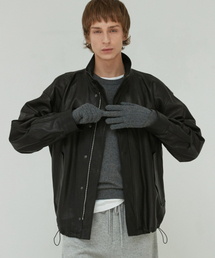 VERDEMAR（ベルデマール）の「イタリアンベジタブルラムスキンハイネックオーバーサイズジャンパー_ブラック（ライダースジャケット）」