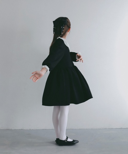 AJUGA.（アジュガ）の「シアーフリル キッズワンピース【セレモニー/オケージョン】（ワンピース・キッズ・ブラック/ネイビー・130/110/120）」の9枚目の写真