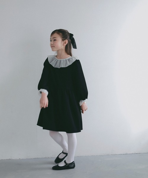 AJUGA.（アジュガ）の「シアーフリル キッズワンピース【セレモニー/オケージョン】（ワンピース・キッズ・ブラック/ネイビー・130/110/120）」の11枚目の写真