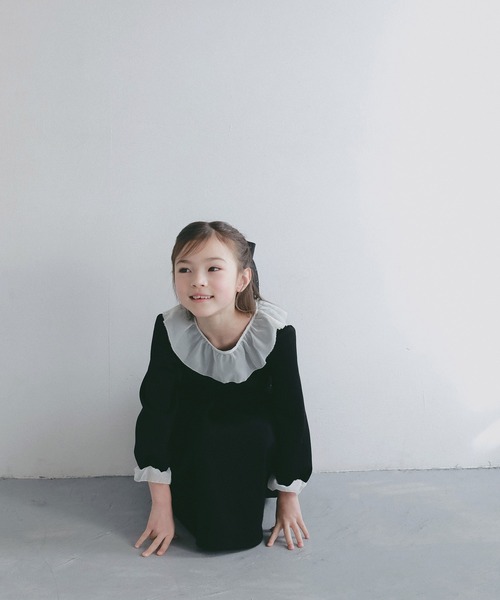 AJUGA.（アジュガ）の「シアーフリル キッズワンピース【セレモニー/オケージョン】（ワンピース・キッズ・ブラック/ネイビー・130/110/120）」の12枚目の写真
