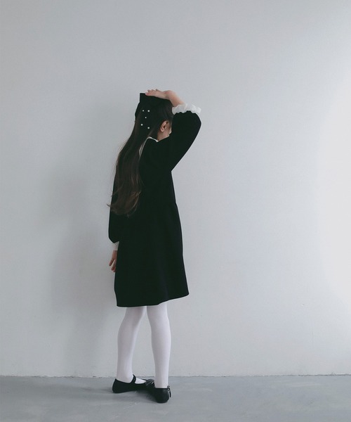 AJUGA.（アジュガ）の「シアーフリル キッズワンピース【セレモニー/オケージョン】（ワンピース・キッズ・ブラック/ネイビー・130/110/120）」の15枚目の写真