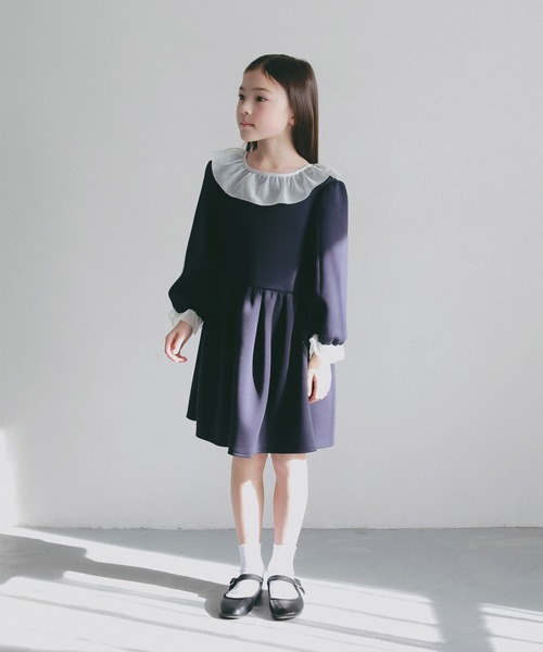 AJUGA.（アジュガ）の「シアーフリル キッズワンピース【セレモニー/オケージョン】（ワンピース・キッズ・ブラック/ネイビー・130/110/120）」の20枚目の写真