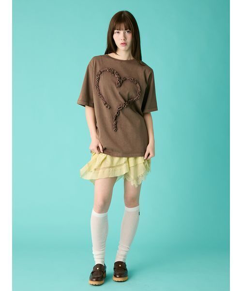 FURFUR（ファーファー）の「フリルハートモチーフTシャツ（Tシャツ/カットソー・レディース・ブラック/ブラウン/ブルー・F）」の9枚目の写真
