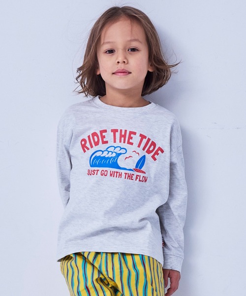 LSP WOW（エルエスピーワオ）の「【プチプラ】【LSP WOW!】カラバリプリントロンT（Tシャツ/カットソー・キッズ・オフホワイト/杢グレー/ブルー/ライトピンク/ライトブルー/ブラック/ライトグリーン/レッド/ブラウン/ホワイト系その他/グリーン/ネイビー/キナリ/イエロー/パープル/ラベンダー/ミント/チャコール/オレンジ/ベージュ・90/95/100/110/120/130/140/150/80）」の3枚目の写真