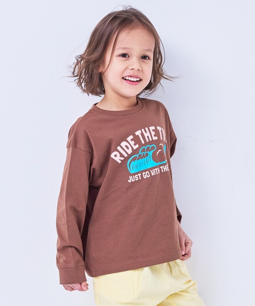 LSP WOW（エルエスピーワオ）の「【プチプラ】【LSP WOW!】カラバリプリントロンT（Tシャツ/カットソー・キッズ・オフホワイト/杢グレー/ブルー/ライトピンク/ライトブルー/ブラック/ライトグリーン/レッド/ブラウン/ホワイト系その他/グリーン/ネイビー/キナリ/イエロー/パープル/ラベンダー/ミント/チャコール/オレンジ/ベージュ・90/95/100/110/120/130/140/150/80）」の8枚目の写真