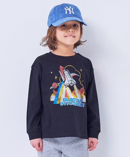 LSP WOW（エルエスピーワオ）の「【プチプラ】【LSP WOW!】カラバリプリントロンT（Tシャツ/カットソー・キッズ・オフホワイト/杢グレー/ブルー/ライトピンク/ライトブルー/ブラック/ライトグリーン/レッド/ブラウン/ホワイト系その他/グリーン/ネイビー/キナリ/イエロー/パープル/ラベンダー/ミント/チャコール/オレンジ/ベージュ・90/95/100/110/120/130/140/150/80）」の5枚目の写真