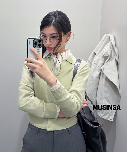 MUSINSA STANDARD WOMAN（ムシンサスタンダードウーマン）の「ウィメンズエッセンシャルカラーガーディガン [ペイルグリーン]（カーディガン/ボレロ・レディース・その他・SMALL/MEDIUM/LARGE/X-SMALL）」の9枚目の写真