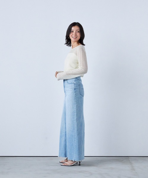 YANUK（ヤヌーク）の「タイトロングスカート（デニムスカート・レディース・ライトブルー・L/M/S）」の3枚目の写真