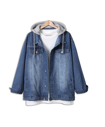 UMM（ウム）の「レディース フードパーカー分離 オーバーサイズ ウォッシング デニムジャケット（デニムジャケット）」