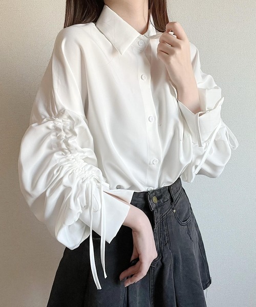 Nana(ナナ)の「ドロストスリーブシャツ(シャツ/ブラウス・レディース・ホワイト/ブルー・FREE)」の11枚目の写真