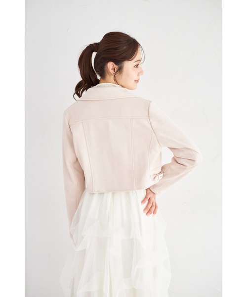 tocco closet（トッコ　クローゼット）の「スエードライダースジャケット（ライダースジャケット・レディース・アイボリー/グレイッシュベージュ/ピンクベージュ/ラベンダー・M）」の21枚目の写真