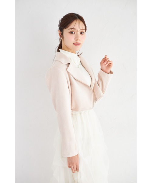 tocco closet（トッコ　クローゼット）の「スエードライダースジャケット（ライダースジャケット・レディース・アイボリー/グレイッシュベージュ/ピンクベージュ/ラベンダー・M）」の20枚目の写真