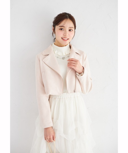 tocco closet（トッコ　クローゼット）の「スエードライダースジャケット（ライダースジャケット・レディース・アイボリー/グレイッシュベージュ/ピンクベージュ/ラベンダー・M）」の17枚目の写真