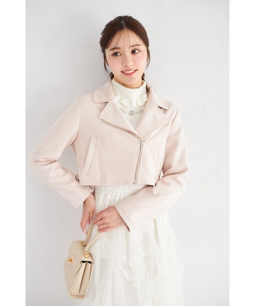 tocco closet（トッコ　クローゼット）の「スエードライダースジャケット（ライダースジャケット・レディース・アイボリー/グレイッシュベージュ/ピンクベージュ/ラベンダー・M）」の18枚目の写真