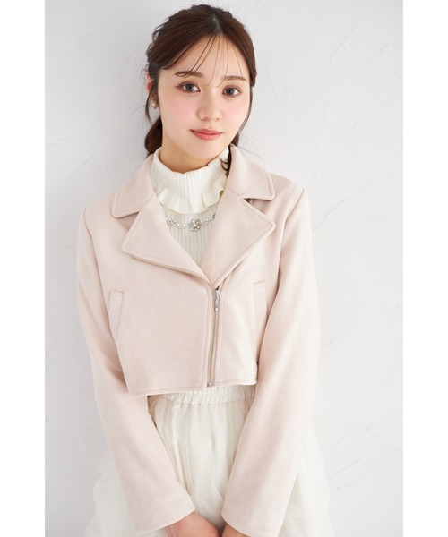 tocco closet（トッコ　クローゼット）の「スエードライダースジャケット（ライダースジャケット・レディース・アイボリー/グレイッシュベージュ/ピンクベージュ/ラベンダー・M）」の19枚目の写真