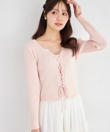 【ZOZO限定】フロントレースアップリブニットトップス