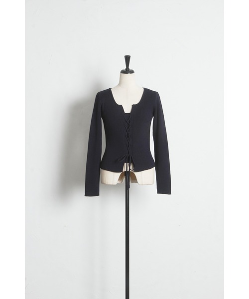 tocco closet(トッコ クローゼット)の「【ZOZO限定】フロントレースアップリブニットトップス(ニット/セーター・レディース・ラベンダー/ネイビー/ピンク/アイボリー・M)」の7枚目の写真