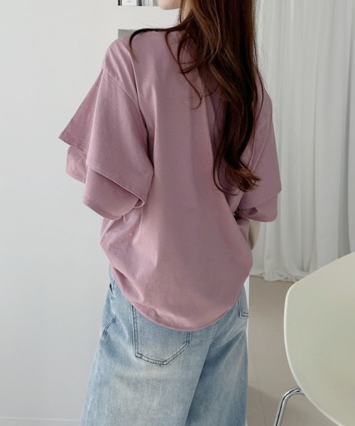 Ada.(エイダ)の「レイヤード フレア スリーブ トップス(Tシャツ/カットソー・レディース・ピンク/アイボリー/ブラック・FREE)」の19枚目の写真