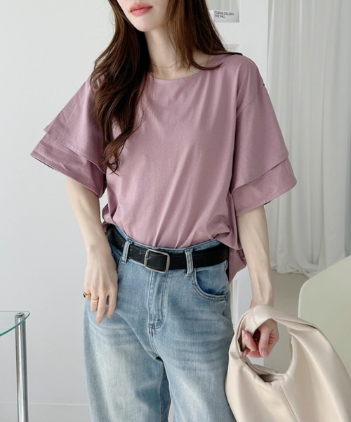 Ada.(エイダ)の「レイヤード フレア スリーブ トップス(Tシャツ/カットソー・レディース・ピンク/アイボリー/ブラック・FREE)」の20枚目の写真
