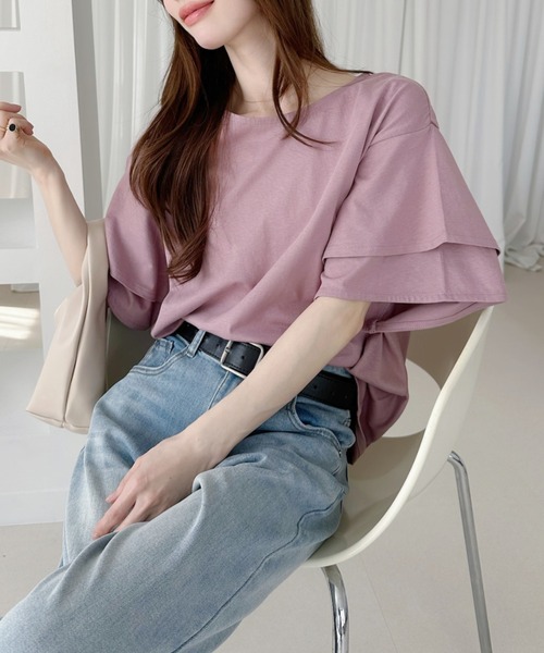 Ada.(エイダ)の「レイヤード フレア スリーブ トップス(Tシャツ/カットソー・レディース・ピンク/アイボリー/ブラック・FREE)」の22枚目の写真