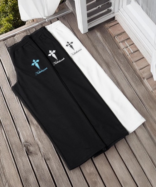 1111clothing(ワンフォークロージング)の「【セットアップ可能】クロスデザイン スウェットパンツ / Cross Design Sweatpants(スウェットパンツ・メンズ・ブラック×ブルー/ホワイト/ブラック×ホワイト・L/M)」の6枚目の写真