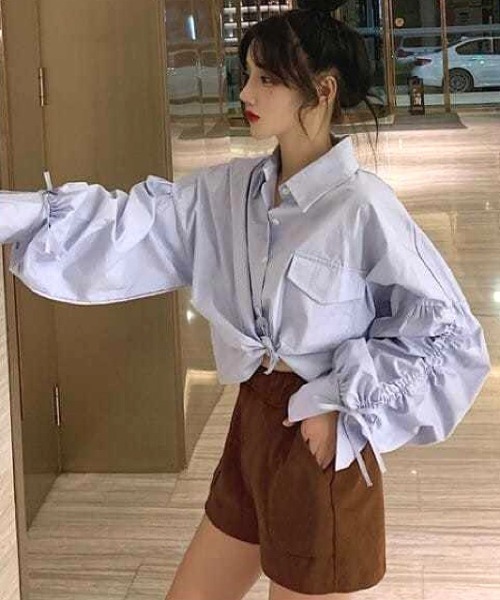 SHEENA(シーナ)の「ドロストボリュームスリーブシャツ(シャツ/ブラウス・レディース・ホワイト/ブルー・M)」の19枚目の写真