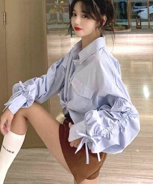 SHEENA(シーナ)の「ドロストボリュームスリーブシャツ(シャツ/ブラウス・レディース・ホワイト/ブルー・M)」の20枚目の写真