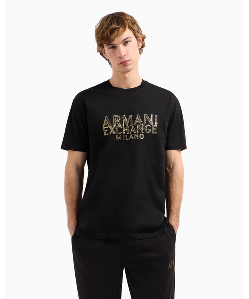 ARMANI EXCHANGE(アルマーニエクスチェンジ)の「【A|X アルマーニ エクスチェンジ】AXロゴ 半袖クルーネックTシャツ/REGULAR(Tシャツ/カットソー・メンズ・ブラック・LARGE/MEDIUM/SMALL/X-SMALL/X-LARGE)」の1枚目の写真
