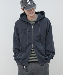 MODERMENT（モダーメント）の「アプリケウォッシュドオーバーサイズフードジップアップ[チャコール]（パーカー）」