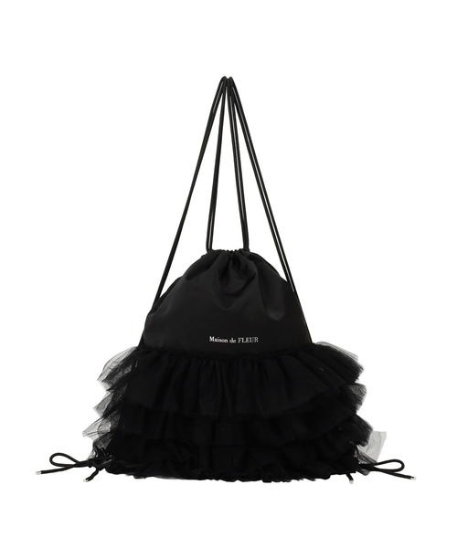 Maison de FLEUR(メゾンドフルール)の「チュールフリルナップサック(バックパック/リュック・レディース・グレー/ブラック・FREE)」の6枚目の写真