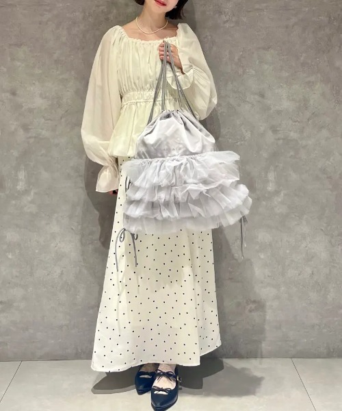 Maison de FLEUR(メゾンドフルール)の「チュールフリルナップサック(バックパック/リュック・レディース・グレー/ブラック・FREE)」の20枚目の写真