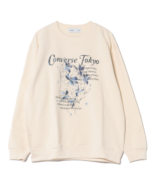 CONVERSE TOKYO(コンバーストウキョウ)の「LILY FLOWER PRINT SWEAT(スウェット・レディース・イエロー/スミクロ/アイボリー・MEDIUM/SMALL)」の2枚目の写真