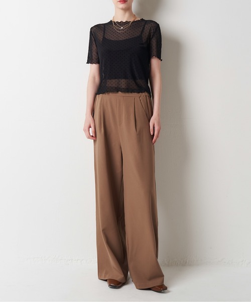 My shawty(マイシャウティー)の「tuck wide straight pants(スラックス・レディース・ブラック/グレー/ダークベージュ・FREE)」の18枚目の写真
