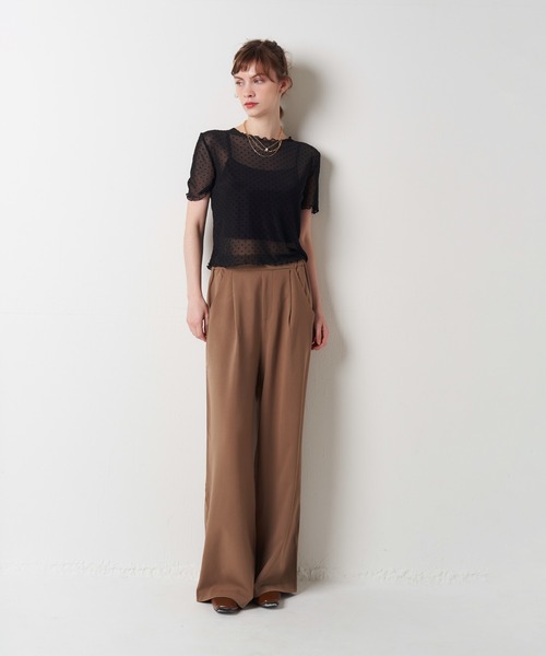 My shawty(マイシャウティー)の「tuck wide straight pants(スラックス・レディース・ブラック/グレー/ダークベージュ・FREE)」の19枚目の写真