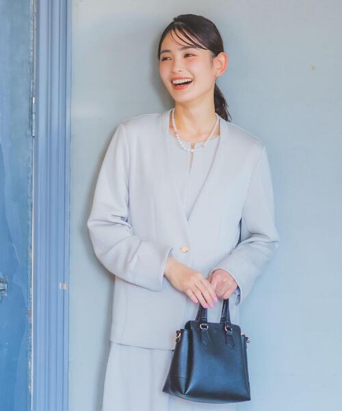 ITS'DEMO（イッツデモ）の「【入卒／洗濯機OK／セットアップ可】ダンボールノーカラージャケット（ノーカラージャケット・レディース・ブラック/ナチュラル・00）」の3枚目の写真