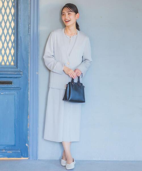 ITS'DEMO（イッツデモ）の「【入卒／洗濯機OK／セットアップ可】ダンボールノーカラージャケット（ノーカラージャケット・レディース・ブラック/ナチュラル・00）」の5枚目の写真